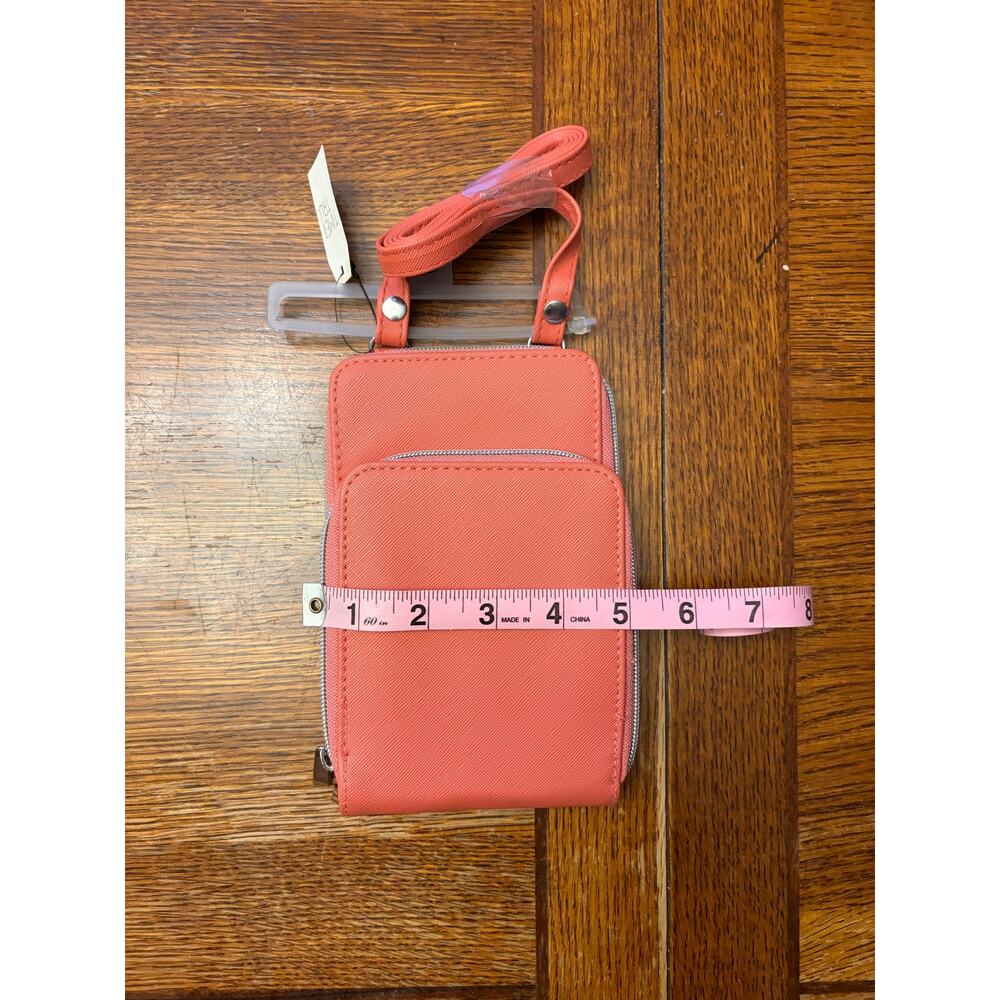 NWT Time & Tru Coral Crossbody Wallet Phone Bag Purse Organizer Zip Around - Picture 7 of 10